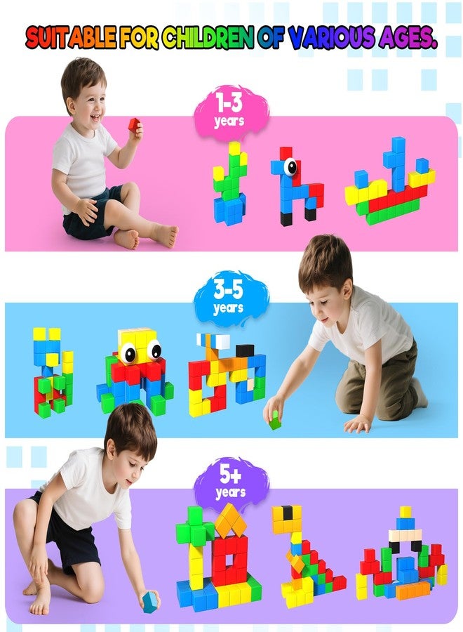 Annexfun 56PCS Magnetic Blocks for Toddlers,Magnetic Building Blocks Cubes,Montessori Preschool STEM Sensory Toys for Kids Ages 3+ Boys & Girls Birthday (1IN) - Image 3